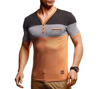Leif Nelson Summer T-Shirt Men's V-Neck Cool T-Shirts Long V-Neck Cotton Casual Basic Shirts Men Short Sleeve Men's T-Shirt, camel, M