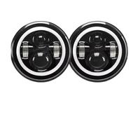LEIFEIS Headlamp Assembly For Hummer H2 2003-2009 With 9007 H4 Adapter 2piece 7" Led Headlight 7Inch Round DRL Turn Signal Halo Headlights Headlights Assembly(Black Headlight)