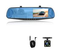 LEIFEIS Reverse Camera Dashcam 4.3Inch 1080P IPS Car DVR Driving Recorder Rearview Mirror Dual Lens Support View Camera Rear View Camera(A08 With 6M RCC,32G)