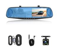 LEIFEIS Reverse Camera Dashcam 4.3Inch 1080P IPS Car DVR Driving Recorder Rearview Mirror Dual Lens Support View Camera Rear View Camera(A08 With 6M RCC-BL,None)