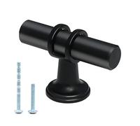 LEIFENY 2 Pack Matte Black Cabinet Pulls T Bar, Single Hole Dresser Drawer Knobs, Long Knobs for Kitchen Bathroom Cabinets, Black Dresser Pull Handles