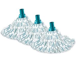 Leifheit 3 x Pack Mop Head for Classic Mop, Viscose Mop Head Washable at 60癈, Universal Screw Thread Connection to Handle