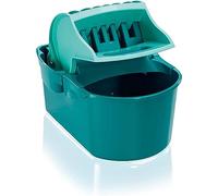 Leifheit Flat Mop Wringer Profi Compact with Handle, Mop Bucket With In-Built Rinser, Bucket for Mop and Bucket Set for Floor Cleaning, Turquoise