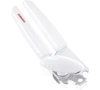 Leifheit Exact Can Opener, White, Strong Stainless Steel Deluxe Tin Opener, Hardened Steel Geared Cutting Wheel, Effective Opener,