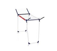 Leifheit Clothes Airer Pegasus 150 Solid Slim, 15 m Drying Length | 55 cm narrow frame fits balcony doors, 105 cm wings for long laundry, 2 small item holders, rustproof, fold-flat design
