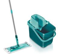 Leifheit Combi M Microfiber Mop and Bucket Set, 33 cm Wide, Turquoise, Telescopic Handle, Manoeuvrable, Washable