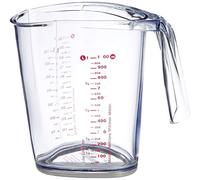 Leifheit Comfortline Measuring Jug, BPA Free Clear Plastic, Red, Size 1.0 Litre Plastic Measuring Jug, Liquids in Metric and Pints, Plus Flour and Sugar Scale in Cups, Large Measuring Jug, Jug