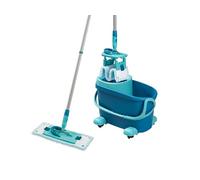 Leifheit Floor Mop Set CLEAN TWIST M Ergo, Spin-Dry 6L Bucket | Spin-stop moisture control for wood floors, 110-140 cm telescopic handle, 360° swivel joint, mobile trolley system