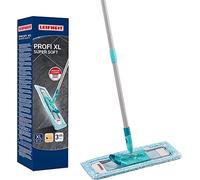 Leifheit Floor Wiper Profi XL, Foot-Release 42 cm Mop for Wood Floors | Super soft cover for parquet, laminate and cork, 360° swivel joint, flat handle, washable at 60°C, streak-free cleaning