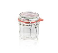 Leifheit Glass Storage Jar, 135 ml Jar, with Easy Clip Fastening, useful as a Preserving Jar, for Storing, and Display. Rubber Seal Jar