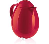 Leifheit Insulating Jug Columbus Thermal Flask for Hot Drinks 1 Litre, 100% Leak-Proof flask mug for cold drinks, Plastic flask drink, Dark Red