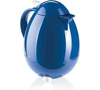 Leifheit Insulating Jug Columbus Thermal Flask for Hot Drinks 1 Litre, 100% Leak-Proof flask mug for cold drinks, Plastic flask drink, Dark Blue