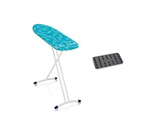 Leifheit Ironing Board Air Board L Solid Shoulder Ironing Boards with mobile Silicone mat, Extra Light Extra large Ironing Board for Smooth Laundry, Turquoise, Iron Board size 130 x 38 x 76-100 cm