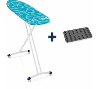 Leifheit Ironing Board Air Board L Solid Shoulder Ironing Boards with mobile Silicone mat, Extra Light Extra large Ironing Board for Smooth Laundry, Turquoise, Iron Board size 130 x 38 x 76-100 cm
