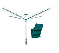 Leifheit Linomatic 600 Deluxe Dryer 60 m Rotary Clothesline with Cover, Retractable Washing Line, Rust-Free Aluminium Outdoor Clothes Horse, Turquoise