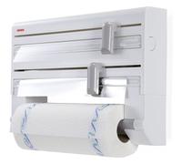 Leifheit Parat Kitchen Roll Dispenser, Wall-Mounted Film, Foil and Paper Holder, Easy-Install Cling Film Dispenser and Cutter, White, 38 x 2