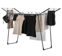 Leifheit Pegasus 150 Solid Slim Black Clothes Airer, Foldable Clothes Rack for Outdoor and Indoor, 15 m Capacity, Compact and Sturdy Clothes Horse, Black