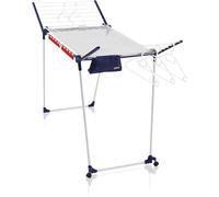 Leifheit Pegasus 200 Solid Deluxe Mobile Clothes Airer, Foldable Clothes Rack, Indoor/Outdoor Extra Large Clothes Rack, 20 m size Clothes Horse with Hangers and Pegs, White/Blue
