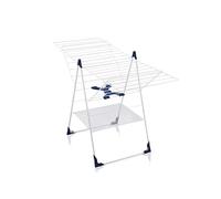 Leifheit Pegasus 250 Flex Airer Clothes Rack, Sturdy Extra Large Clothes Airer with Multi Position Arms, Extra-High Drying Rack for Hanging Trousers Straight Down, White Blue, 25 m Space