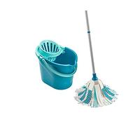 Leifheit Power Mop and Bucket Set, Mop and Wringer, Multi fibre Power scrub, Power pick up, Ultra absorbent micro fibre; Washable at 60° C; 12L Bucket, 120 cm Handle