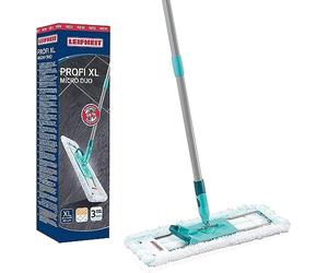 Leifheit Profi XL Micro Fibre Mop - Deluxe 46 cm Large Flat Head, Sturdy 3 Part Handle, Easy Steering, Thick Micro Fibre for Highly Effective Floor Cleaning, Turquoise