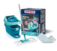 Leifheit Profi XL Mop and Bucket Set and Spare Mop Head, Deluxe 42 cm Large Floor Mop, Easy Steer Micro Fibre Head and Wringer Bucket with Rollers