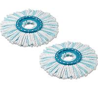Leifheit Replacement Mop Head Clean Twist Disc Mop x 2 Pack, 2 Fibre System for Effective Cleaning and High Dirt and Water Absorption, Set of 2 heads, White