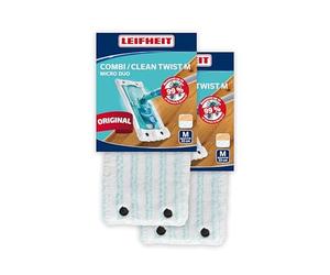 Leifheit Replacement Wiper Covers Clean for Twist M Micro Duo Mop, Replacement Microfiber Mop Head, Cleaning Cover for Absorbent Floor Mop, 33 cm wide