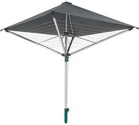 Leifheit Rotary Dryer LinoProtect 400, Aluminium - Rustproof, Grey, 40 m Line Length, Rotary Dryer with Umbrella, Covered Washing Line, Rotary Clothes Line