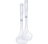 Leifheit Salad Servers, Serving Salad, Salad Spoons, Salad Cutlery, Crystal Clear Servers, Elegant Servers, with Hooks to Stop Sliding into Salad Bowl