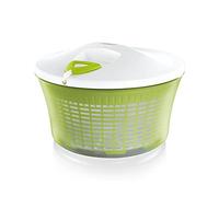Leifheit Salad Spinner Comfort-Line, Holds 5.5 Litres, Healthy Eating Lettuce Spinner, Large Clear Serving Bowl, Colander Basket, Green and White