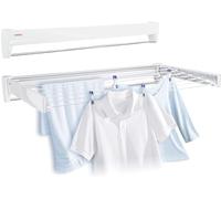 Leifheit Telegant 81 Protect Plus Wall-Mounted Clothes Airer, Foldaway Towel Rack for Indoor & Outdoor, Clothes Drying Rack for Indoor or Outdoor, 103 x 53 cm, 8.1 m Drying Space, White