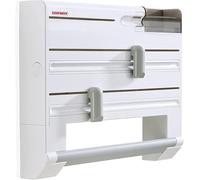 Leifheit Parat Plus Kitchen Roll Holder, Wall Mounted Roll Holder for Film, Foil and Paper, with Cutters for Foil, Foil Cutter Dispenser, White, 39 x 32 x 10 cm, Takes Rolls to 30.5 cm