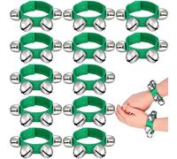 LEIFIDE 12 Pcs Christmas Wristband Shaking Bells Bracelets Musical Instruments Adjustable Rhythm Bells for School Family Adults Christmas Party Favors(Dark Green)