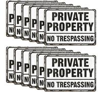 Leifide 12 Pcs No Trespassing Private Property Metal Signs 7 x 10 Inch