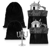 LEIFIDE 2 Pcs Large Size Silver Storage Bags Anti Tarnish Cloth Bags Jewelry Bag Drawstring Pouch Cloth Gift Bags for Gift Watch Silverware Flatware Bracelet (Black,30" X 24", 17.7" X 17.7")