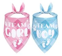 LEIFIDE 2 Pieces Gender Reveal Baby Announcement Team Girl Team Boy Dog Bandana, Baby Announcement Plaid Bandana Gender Reveal Photo Prop for Medium Large Dogs (Classic)