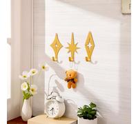 LEIFIDE 3 Pcs Cast Iron Stars Wall Decor Mid Century Modern Hook Gold Starburst Metal Walls Art Retro Modern Mid Century Wall Decor Atomic Stars Walls Hangings for Home Office Living Room Kitchen