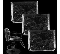 LEIFIDE 3 Pieces Chair Back Cover Plastic Clear Salon Chair Back Cover Fits Most Standard Armchair Prevent Stains Deform Wear for Barber Shop Office Movie Theater 21.5 x 16 x 4.5 Inch(Square,White)