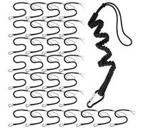 LEIFIDE 32 Pcs Tool Lanyard Standard Length Safety Tool Leash 17.6lb 8kg Tough Adjustable Fall Protection Tether with Aluminum Screw Lock Buckle, Shock Cord Stopper and Retractable Loop End, Black