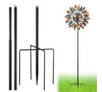 LEIFIDE Black 72" h Replacement Pole for Large Wind Spinner, Windmill Replacement Parts, Three-Part Composition, 22mm Thicker Tube, Easy Assembly for Large Metal Wind Spinner (5 Prongs Base)