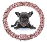 LEIFIDE Dog Collar, Diamond Link Puppy Collar, 12mm Wide Dog Necklace, Metal Cat Chain, Pet Crystal Necklace, Jewelry Accessories for Small Medium Large Pets (20.3