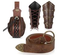 LEIFIDE Medieval Viking Belt Faux Leather Arm Guard Renaissance Accessories Viking Leather Bracers Medieval Bag, brown, 64.96 x 1.38 inches/ 165 x 3.5 cm, Elegant