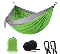 Leifyne Camping Hammock 270 x 150cm with Straps, Portable Hammocks 210T Parachute Nylon Ultralight with Storage Bag Camping Accessories for Outdoor Garden Backpacking, Green & Grey