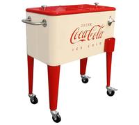 Leigh Country CP 98111 Cream and Red 60 Qt. Coca-Cola Rolling Cooler, Cream & Red