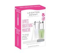 LEIGHTON DENNY Express Brightening Manicure Set | includes Nail Illuminator Milky White 2-in-1 treatment base coat and nail polish, Renovate Cuticle Oil, Mini Crystal Nail File & Hoof Stick