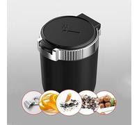 LEIHUIQIANGNIU Car Ashtray for Hyundai Tucson 2019-2025, Black Plastic/Metal Alloy Ashtray with Lid, Smell Proof, Easy Clean Up