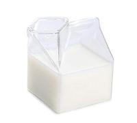 Leikance Milk Glass Cup,Milk Box Shaped Cup Glass Milk Carton Container Transparent Irregular Cup 250ml
