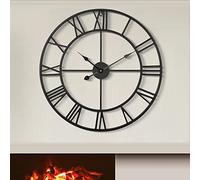 LEIKE 80CM Extra Large Wall Clock - 31" Oversize Modern Black Metal Roman Numeral Nearly Silent Little Ticking Battery Operated Wall Clocks for Living Room, Kitchen,Bedroom Farmhouse Home Decor