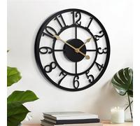 LEIKE Arabic Numeral Wall Clock 12IN Battery Operated Black, Silent Non Ticking, Wall Clocks for Living Room Decor, Small Classic for School, Office, Home, Kitchen, Bedroom